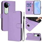 For vivo V40E 5G India / iQOO Z9s 5G Skin Feel Solid Color Leather Phone Case with Lanyard(Lavender Purple) - 1