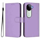 For vivo V40E 5G India / iQOO Z9s 5G Skin Feel Solid Color Leather Phone Case with Lanyard(Lavender Purple) - 2