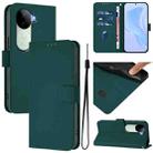 For vivo V40E 5G India / iQOO Z9s 5G Skin Feel Solid Color Leather Phone Case with Lanyard(Dark Green) - 1