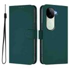 For vivo V40E 5G India / iQOO Z9s 5G Skin Feel Solid Color Leather Phone Case with Lanyard(Dark Green) - 2