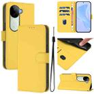 For vivo V40E 5G India / iQOO Z9s 5G Skin Feel Solid Color Leather Phone Case with Lanyard(Lemon Yellow) - 1