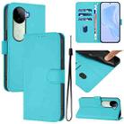 For vivo V40E 5G India / iQOO Z9s 5G Skin Feel Solid Color Leather Phone Case with Lanyard(Lake Blue) - 1