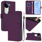 For vivo V40E 5G India / iQOO Z9s 5G Skin Feel Solid Color Leather Phone Case with Lanyard(Violet) - 1