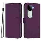 For vivo V40E 5G India / iQOO Z9s 5G Skin Feel Solid Color Leather Phone Case with Lanyard(Violet) - 2