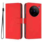 For vivo X100S 5G Skin Feel Solid Color Leather Phone Case with Lanyard(Red) - 2