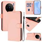 For vivo X100S 5G Skin Feel Solid Color Leather Phone Case with Lanyard(Pink) - 1