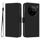 For vivo X100S 5G Skin Feel Solid Color Leather Phone Case with Lanyard(Black) - 2