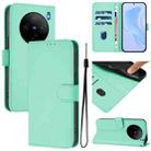 For vivo X100S 5G Skin Feel Solid Color Leather Phone Case with Lanyard(Mint Green) - 1