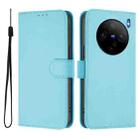 For vivo X100S 5G Skin Feel Solid Color Leather Phone Case with Lanyard(Sky Blue) - 2