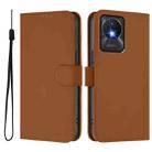 For vivo Y02A 4G / Y02 4G / Y11 2023 Skin Feel Solid Color Leather Phone Case with Lanyard(Brown) - 2