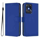 For vivo Y02A 4G / Y02 4G / Y11 2023 Skin Feel Solid Color Leather Phone Case with Lanyard(Dark Blue) - 2