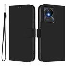 For vivo Y02A 4G / Y02 4G / Y11 2023 Skin Feel Solid Color Leather Phone Case with Lanyard(Black) - 2