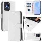 For vivo Y02A 4G / Y02 4G / Y11 2023 Skin Feel Solid Color Leather Phone Case with Lanyard(White) - 1