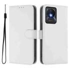 For vivo Y02A 4G / Y02 4G / Y11 2023 Skin Feel Solid Color Leather Phone Case with Lanyard(White) - 2