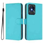 For vivo Y02A 4G / Y02 4G / Y11 2023 Skin Feel Solid Color Leather Phone Case with Lanyard(Lake Blue) - 2