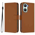 For vivo Y03 4G Global / Y18 4G Skin Feel Solid Color Leather Phone Case with Lanyard(Brown) - 2