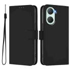 For vivo Y03 4G Global / Y18 4G Skin Feel Solid Color Leather Phone Case with Lanyard(Black) - 2