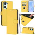 For vivo Y03 4G Global / Y18 4G Skin Feel Solid Color Leather Phone Case with Lanyard(Lemon Yellow) - 1