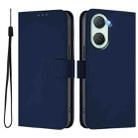 For vivo Y03 4G Global / Y18 4G Skin Feel Solid Color Leather Phone Case with Lanyard(Navy Blue) - 2