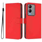 For vivo Y17S 4G Global Skin Feel Solid Color Leather Phone Case with Lanyard(Red) - 2