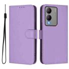 For vivo Y17S 4G Global Skin Feel Solid Color Leather Phone Case with Lanyard(Lavender Purple) - 2