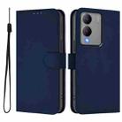 For vivo Y17S 4G Global Skin Feel Solid Color Leather Phone Case with Lanyard(Navy Blue) - 2