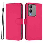 For vivo Y17S 4G Global Skin Feel Solid Color Leather Phone Case with Lanyard(Rose Red) - 2