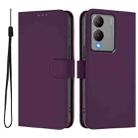 For vivo Y17S 4G Global Skin Feel Solid Color Leather Phone Case with Lanyard(Violet) - 2