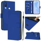 For vivo Y17 / Y15 / Y12 / Y11 Skin Feel Solid Color Leather Phone Case with Lanyard(Dark Blue) - 1