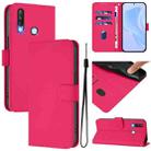 For vivo Y17 / Y15 / Y12 / Y11 Skin Feel Solid Color Leather Phone Case with Lanyard(Rose Red) - 1