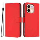 For vivo Y28 4G Skin Feel Solid Color Leather Phone Case with Lanyard(Red) - 2