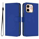 For vivo Y28 4G Skin Feel Solid Color Leather Phone Case with Lanyard(Dark Blue) - 2