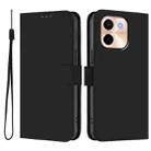 For vivo Y28 4G Skin Feel Solid Color Leather Phone Case with Lanyard(Black) - 2