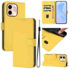 For vivo Y28 4G Skin Feel Solid Color Leather Phone Case with Lanyard(Lemon Yellow) - 1