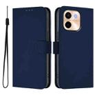 For vivo Y28 4G Skin Feel Solid Color Leather Phone Case with Lanyard(Navy Blue) - 2