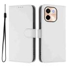 For vivo Y28 4G Skin Feel Solid Color Leather Phone Case with Lanyard(White) - 2