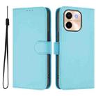 For vivo Y28 4G Skin Feel Solid Color Leather Phone Case with Lanyard(Sky Blue) - 2