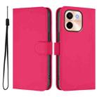 For vivo Y28 4G Skin Feel Solid Color Leather Phone Case with Lanyard(Rose Red) - 2