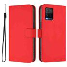 For vivo Y33S 4G Global / Y21 2021 Skin Feel Solid Color Leather Phone Case with Lanyard(Red) - 2