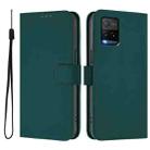 For vivo Y33S 4G Global / Y21 2021 Skin Feel Solid Color Leather Phone Case with Lanyard(Dark Green) - 2