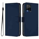 For vivo Y33S 4G Global / Y21 2021 Skin Feel Solid Color Leather Phone Case with Lanyard(Navy Blue) - 2