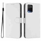 For vivo Y33S 4G Global / Y21 2021 Skin Feel Solid Color Leather Phone Case with Lanyard(White) - 2
