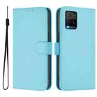 For vivo Y33S 4G Global / Y21 2021 Skin Feel Solid Color Leather Phone Case with Lanyard(Sky Blue) - 2