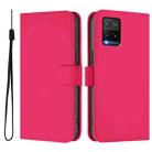 For vivo Y33S 4G Global / Y21 2021 Skin Feel Solid Color Leather Phone Case with Lanyard(Rose Red) - 2