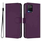 For vivo Y33S 4G Global / Y21 2021 Skin Feel Solid Color Leather Phone Case with Lanyard(Violet) - 2