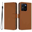 For vivo Y35 4G Global / Y22S 4G Global Skin Feel Solid Color Leather Phone Case with Lanyard(Brown) - 2