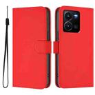 For vivo Y35 4G Global / Y22S 4G Global Skin Feel Solid Color Leather Phone Case with Lanyard(Red) - 2