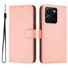 For vivo Y35 4G Global / Y22S 4G Global Skin Feel Solid Color Leather Phone Case with Lanyard(Pink) - 2