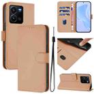 For vivo Y35 4G Global / Y22S 4G Global Skin Feel Solid Color Leather Phone Case with Lanyard(Nude) - 1