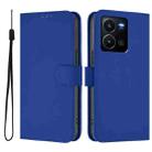 For vivo Y35 4G Global / Y22S 4G Global Skin Feel Solid Color Leather Phone Case with Lanyard(Dark Blue) - 2